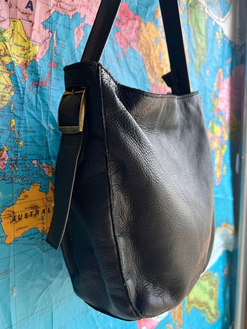 American Leather Co. Black Pebbled Leather Hobo